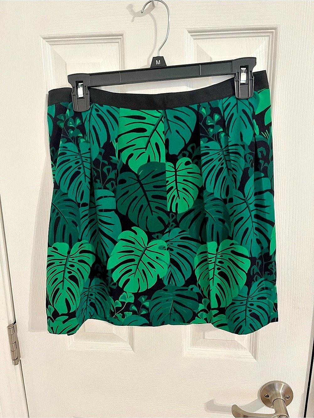 Banana Republic Tropical Palm Leaf Print Mini Skirt Green & Black Size 6